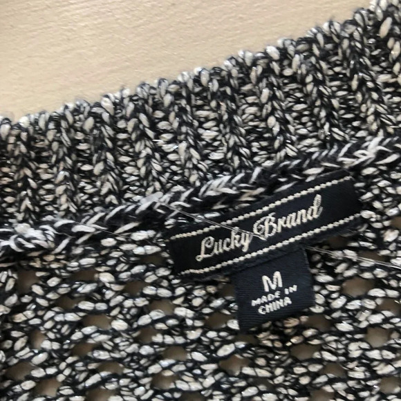 Lucky Brand Gray Silver Metallic Crew Neck Sweater M - Picture 5 of 5